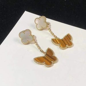 Bông Tai Van Cleef & Arpels Lucky Alhambra Nữ Chế Tác Đá Quý Vàng 18K (2)