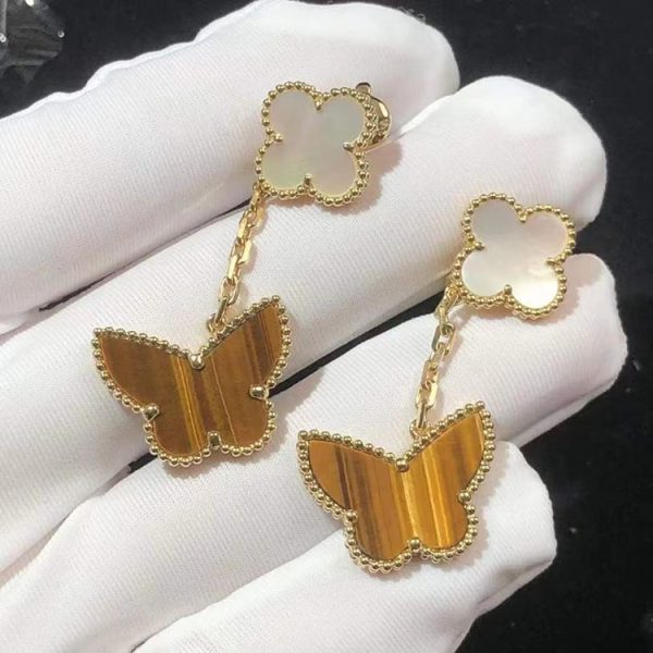 Bông Tai Van Cleef & Arpels Lucky Alhambra Nữ Chế Tác Đá Quý Vàng 18K (2)