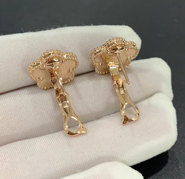 Bông Tai Van Cleef & Arpels Lucky Spring Chế Tác Xà Cừ Tự Nhiên Vàng Hồng 18K (2)