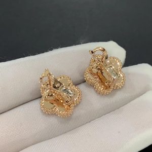 Bông Tai Van Cleef & Arpels Lucky Spring Chế Tác Xà Cừ Tự Nhiên Vàng Hồng 18K (2)