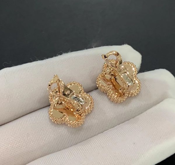 Bông Tai Van Cleef & Arpels Lucky Spring Chế Tác Xà Cừ Tự Nhiên Vàng Hồng 18K (2)