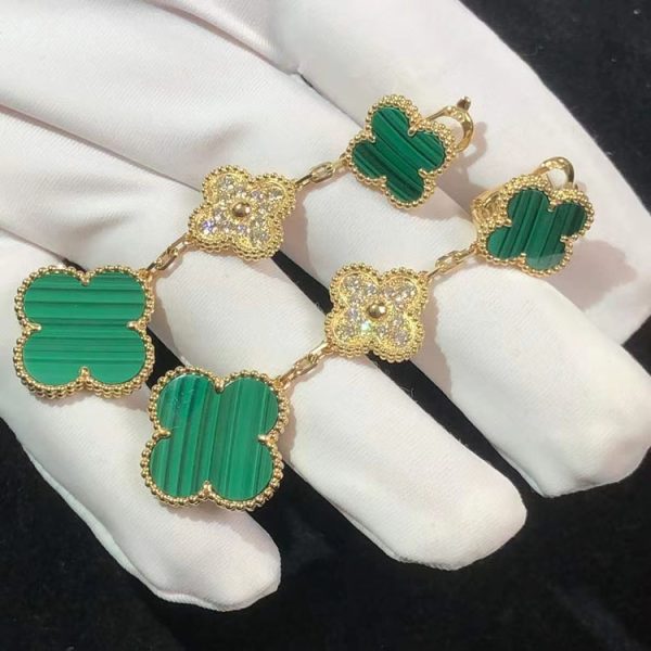 Bông Tai Van Cleef & Arpels Vintage Alhambra Nữ Chế Tác Đá Quý Vàng 18K (2)