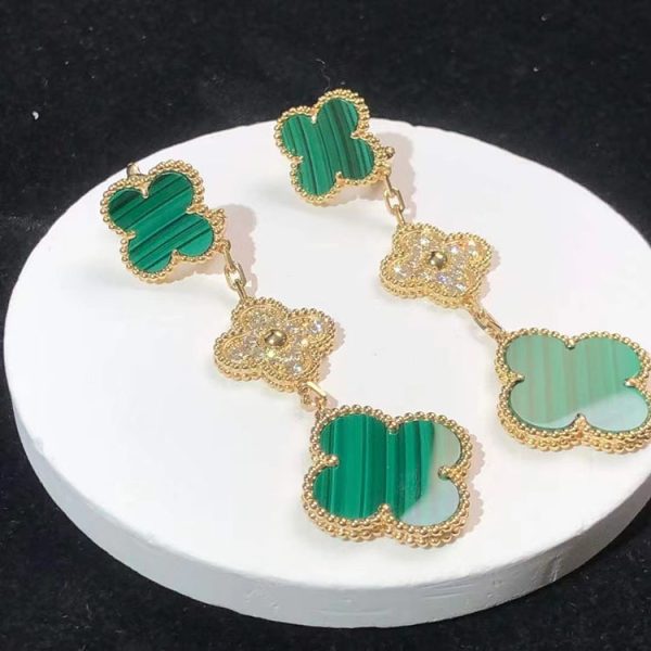 Bông Tai Van Cleef & Arpels Vintage Alhambra Nữ Chế Tác Đá Quý Vàng 18K (2)