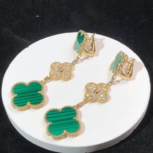 Bông Tai Van Cleef & Arpels Vintage Alhambra Nữ Chế Tác Đá Quý Vàng 18K (2)