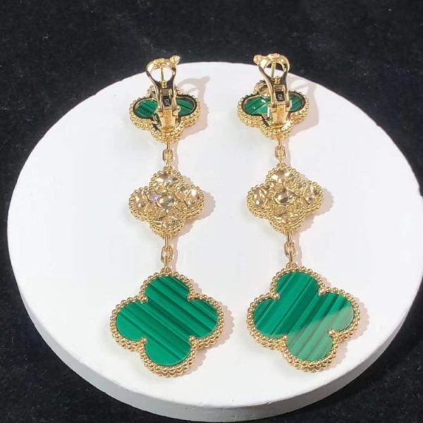 Bông Tai Van Cleef & Arpels Vintage Alhambra Nữ Chế Tác Đá Quý Vàng 18K (2)