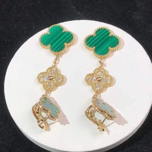 Bông Tai Van Cleef & Arpels Vintage Alhambra Nữ Chế Tác Đá Quý Vàng 18K (2)