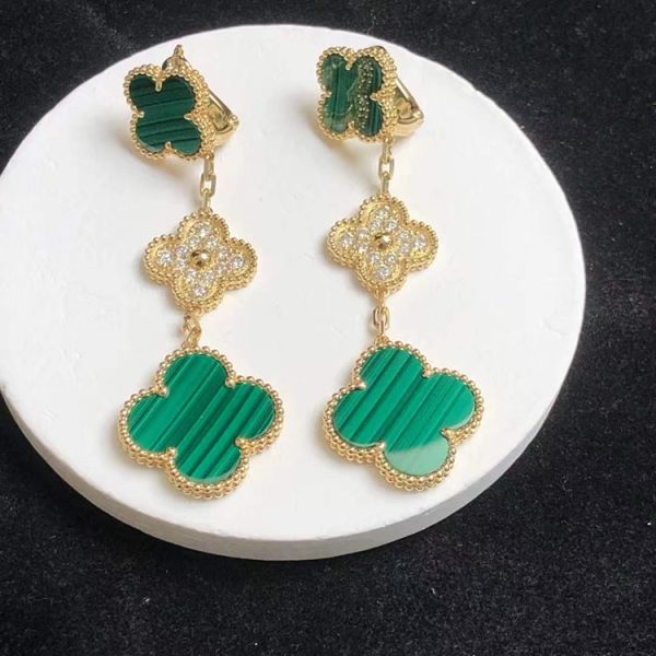 Bông Tai Van Cleef & Arpels Vintage Alhambra Nữ Chế Tác Đá Quý Vàng 18K (2)