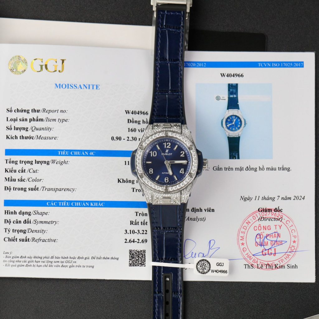 Đồng Hồ Hublot Big Bang One Click Đính Moissanite Màu Xanh Blue 39mm (8)