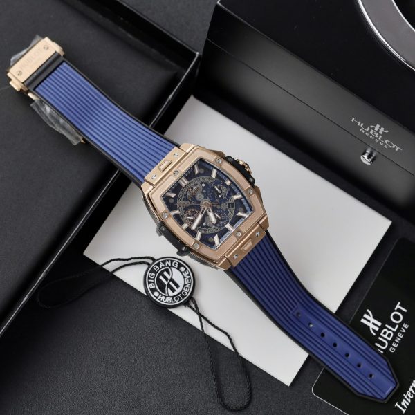 Đồng Hồ Hublot Spirit Of Big Bang King Gold Màu Xanh Dương Fake 11 42mm (5)