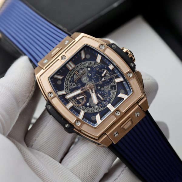 Đồng Hồ Hublot Spirit Of Big Bang King Gold Màu Xanh Dương Fake 11 42mm (5)