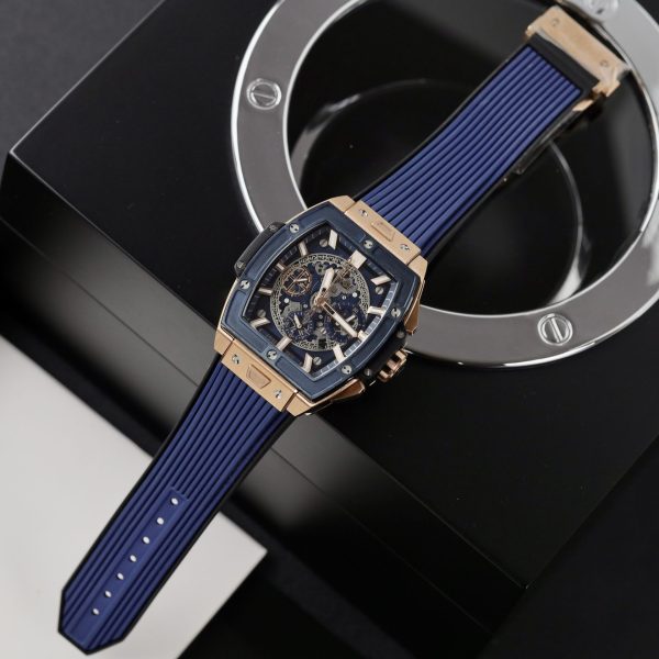 Đồng Hồ Hublot Spirit Of Big Bang King Gold Viền Gốm Xanh Rep 11 42mm (7)