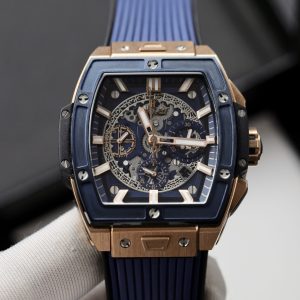 Đồng Hồ Hublot Spirit Of Big Bang King Gold Viền Gốm Xanh Rep 11 42mm (7)