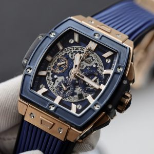 Đồng Hồ Hublot Spirit Of Big Bang King Gold Viền Gốm Xanh Rep 11 42mm (7)