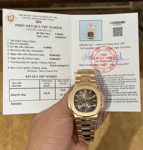 Đồng Hồ Patek Philippe Vàng Nguyên Khối 18K Nautilus 5712 Mặt Nâu 40mm (7)