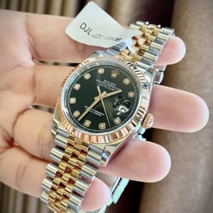 Đồng Hồ Rolex Bọc Vàng Hồng Mặt Đen Nhà Máy GM DateJust 36mm (1)