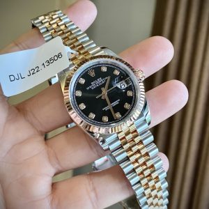 Đồng Hồ Rolex Bọc Vàng Hồng Mặt Đen Nhà Máy GM DateJust 36mm (1)