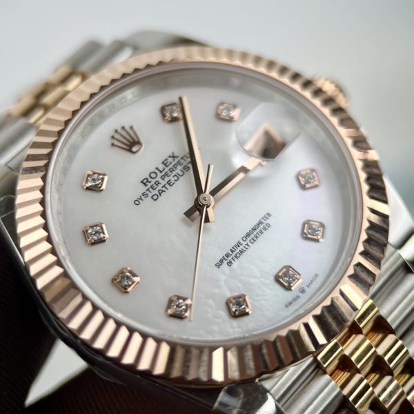 Đồng Hồ Rolex Bọc Vàng Thật Mặt Xà Cừ Máy GM DateJust 41mm (1)