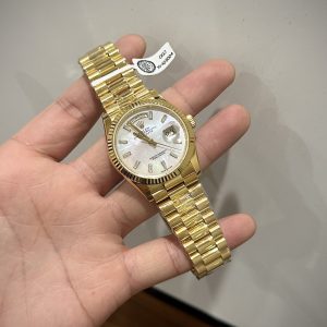 Đồng Hồ Rolex Day-Date Chế Tác Mặt Khảm Trai Cọc Số Kim Cương Moissanite GMF 40mm (5)