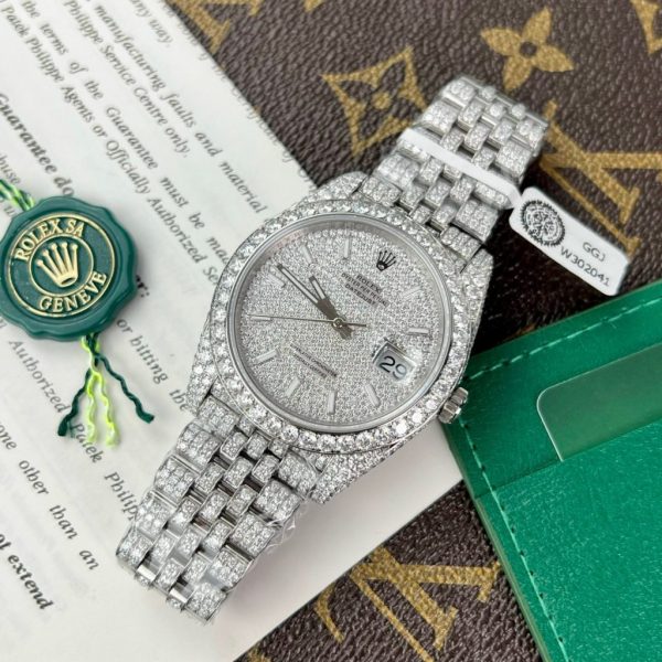 Đồng Hồ Rolex Đính Full Kim Cương Moissanite DateJust Replica (8)