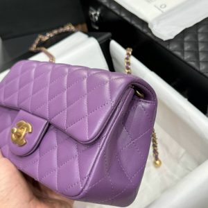 Túi Xách Chanel Classic Quai Chuông Like Auth Nữ Màu Tím 20cm (2)