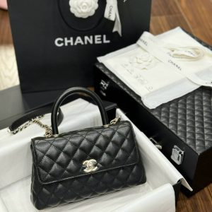 Túi Xách Chanel Coco Replica 11 Nữ Da Bê Màu Đen 24x14x10cm (2)