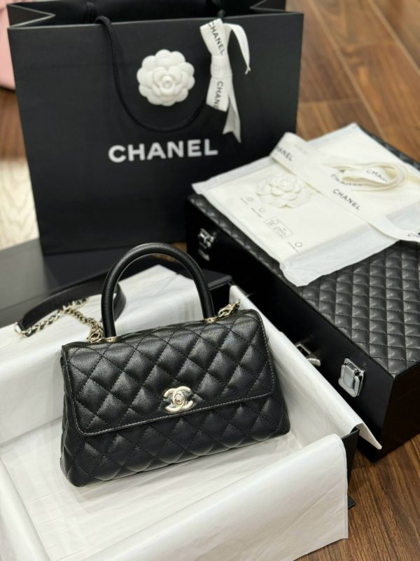 Túi Xách Chanel Coco Replica 11 Nữ Da Bê Màu Đen 24x14x10cm (2)