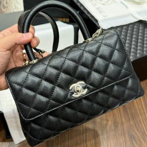 Túi Xách Chanel Coco Replica 11 Nữ Da Bê Màu Đen 24x14x10cm (2)