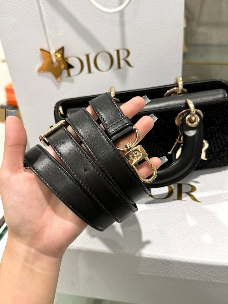 Túi Xách Dior Lady D-Joy Nữ Màu Đen Đính Cườm Like Auth 22cm (2)