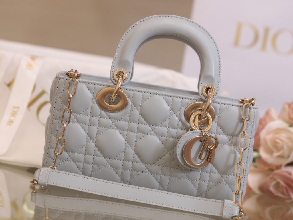 Túi Xách Dior Lady D-Joy Siêu Cấp Nữ Màu Xám 22x13x4cm (2)