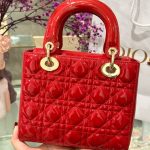 Túi Xách Dior Lady Nữ Da Bóng Màu Đỏ Siêu Cấp 20cm (2)