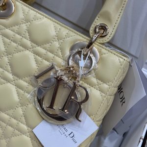 Túi Xách Dior Lady Nữ Da Cừu Màu Vàng Rep 11 Cao Cấp 20cm (2)