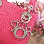 Túi Xách Dior Lady Nữ Da Thằn Lằn Màu Hồng Cận Auth 17cm (2)