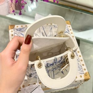 Túi Xách Dior Lady Replica 11 Nữ Hoạ Tiết Đính Cườm 12x10 (2)