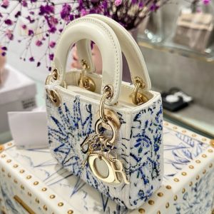 Túi Xách Dior Lady Replica 11 Nữ Hoạ Tiết Đính Cườm 12x10 (2)