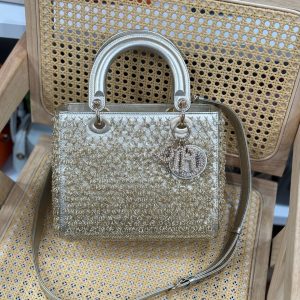 Túi Xách Dior Lady Replica 11 Nữ Hoạ Tiết Đính Cườm 24cm (1)