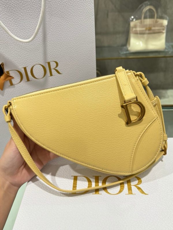 Túi Xách Dior Saddle Nữ Da Bò Màu Vàng Siêu Cấp 20x15x4cm (2)