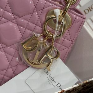 Túi Xách Hàng Hiệu Dior Lady Nữ Màu Hồng Khoá Vàng 17cm (2)