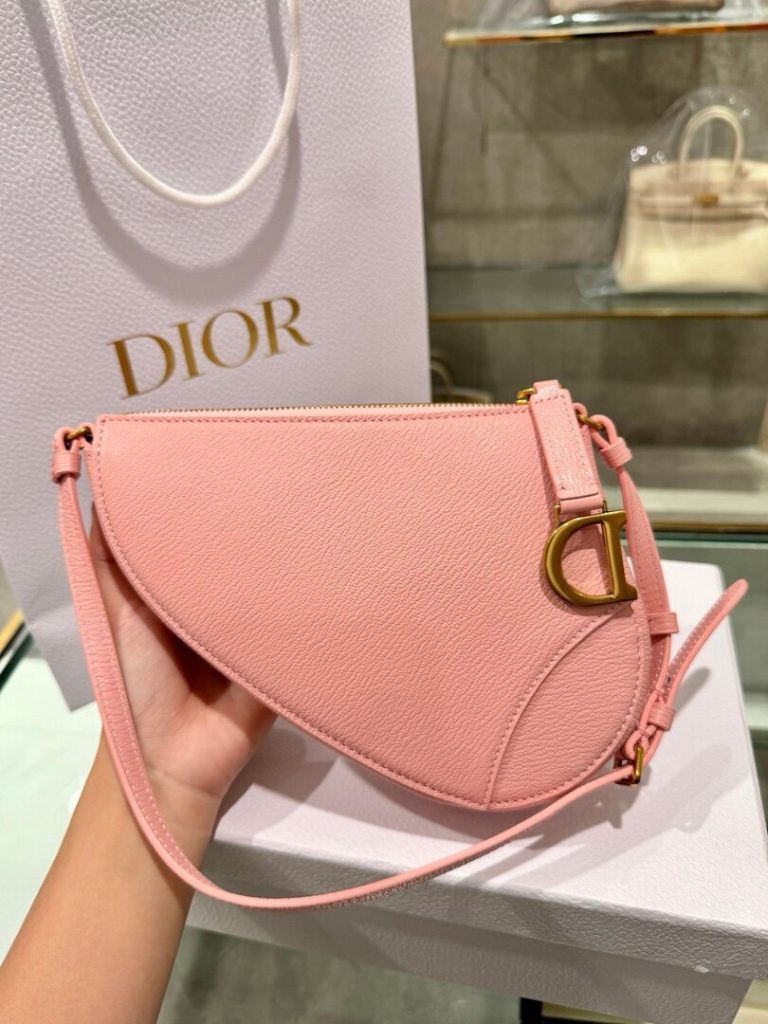 Túi Xách Hàng Hiệu Dior Saddle Nữ Da Bò Màu Hồng 20x15x4cm (2)