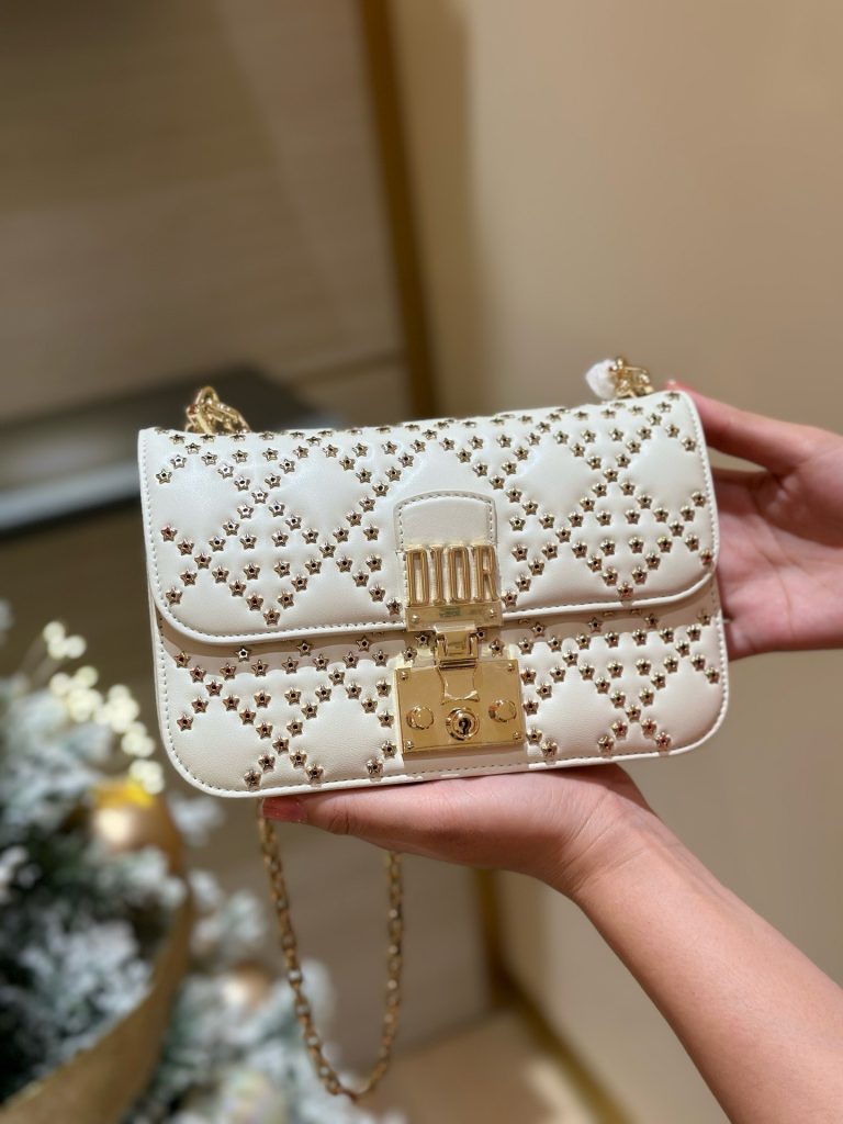 Túi Xách Nữ Dior Addict Lucky Like Auth Màu Trắng 21x13x3cm (2)