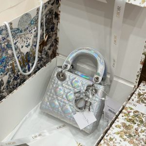 Túi Xách Nữ Dior Lady Replica 11 Da Cừu Ánh Bạc 17cm (2)