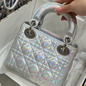 Túi Xách Nữ Dior Lady Replica 11 Da Cừu Ánh Bạc 17cm (2)