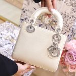 Túi Xách Nữ Dior Lady Replica 11 Da Thằn Lằn Màu Trắng 17cm (2)