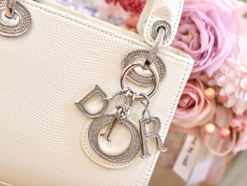 Túi Xách Nữ Dior Lady Replica 11 Da Thằn Lằn Màu Trắng 17cm (2)