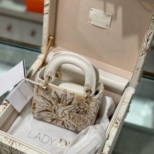 Túi Xách Nữ Dior Lady Replica 11 Hoạ Tiết Ông Mặt Trời 17cm (2)