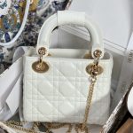Túi Xách Nữ Dior Lady Replica 11 Màu Trắng Khoá Vàng 17cm (2)
