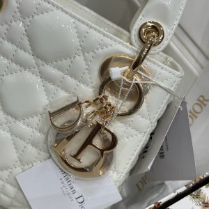 Túi Xách Rep 11 Dior Lady Nữ Da Bóng Màu Trắng 17cm (2)