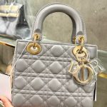 Túi Xách Rep 11 Dior Lady Nữ Da Cừu Màu Xàm 20cm (2)