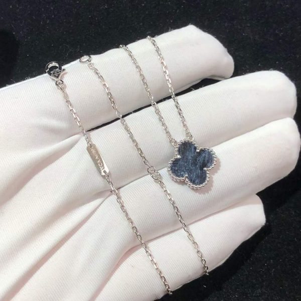 Vòng Cổ Nữ Van Cleef & Arpels Vintage Alhambra Chế Tác Đá Quý Vàng Trắng 18K (2)