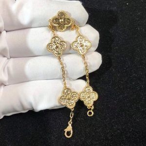 Vòng Tay Nữ Van Cleef & Arpels Vintage Alhambra Chế Tác Vàng 18K (2)