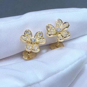 Bông Tai Nữ Van Cleef & Arpels Frivole Chế Tác Kim Cương Thiên Nhiên Vàng 18K (2)